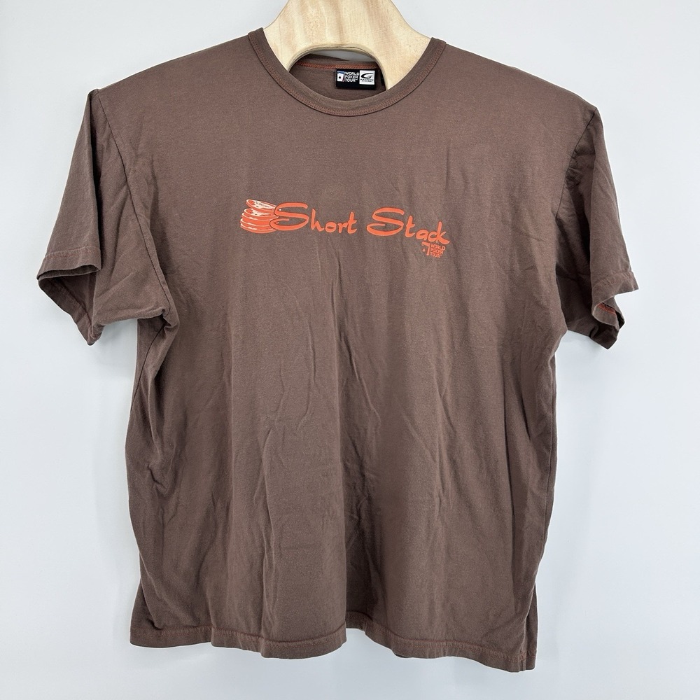 Grunge Short Stack World Poker Tour T Shirt 2XL Brown Graphic Poker Casino Tee